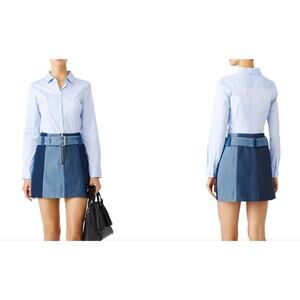 reformation VEDA Denim trio vane colorblock mini belted revolve cotton skirt  S